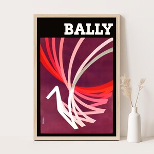 Póster vintage de Bally Shoes, arte mural retro de moda, decoración colorida de dopamina