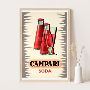 Das legendäre Campari Soda Vintage Werbeplakat, Vintage Küchendekor, extragroße Wandkunst, bis zu 24x36 Druck.