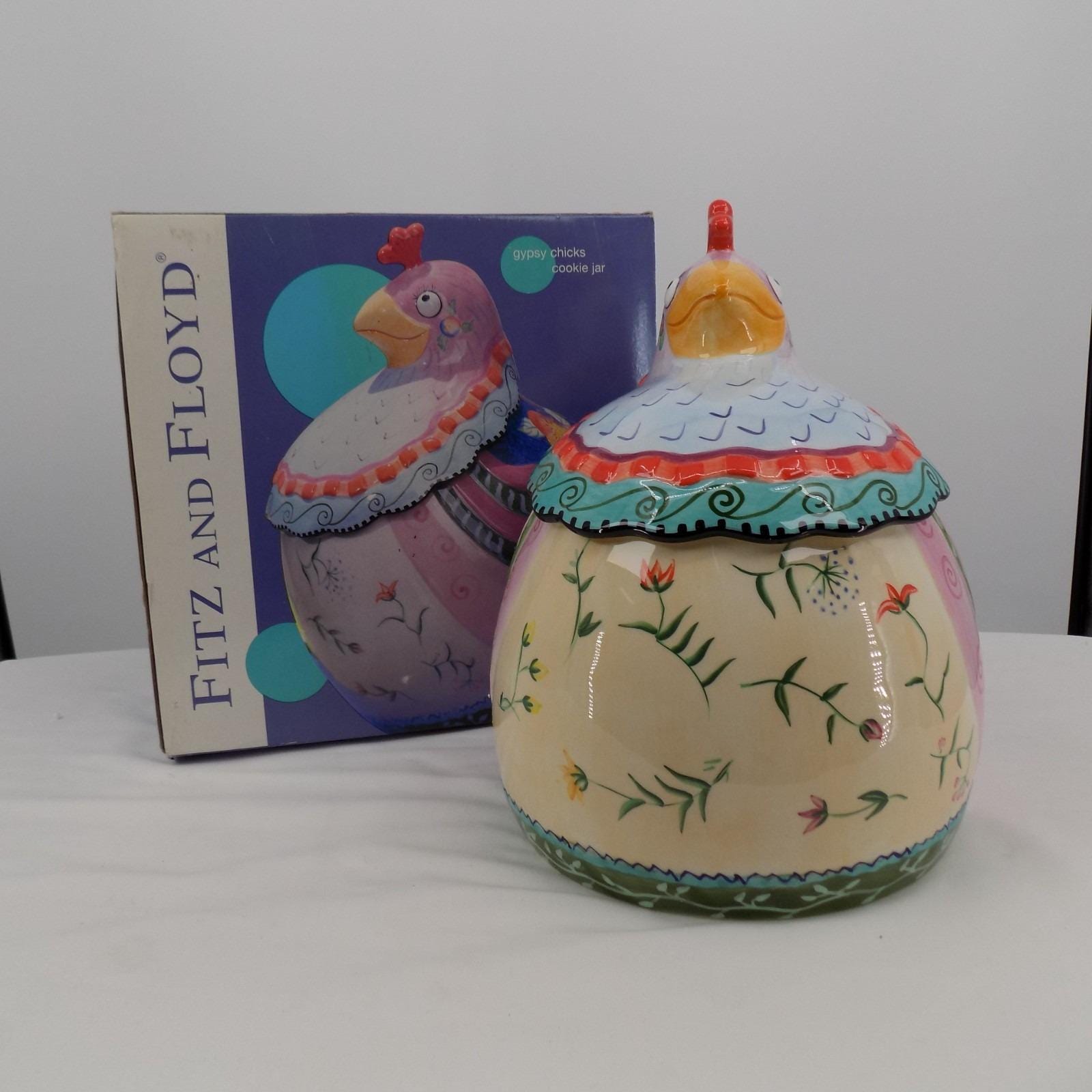Fitz & Floyd Gypsy Chicks Ceramic Cookie Jar Canister Vintage Hen
