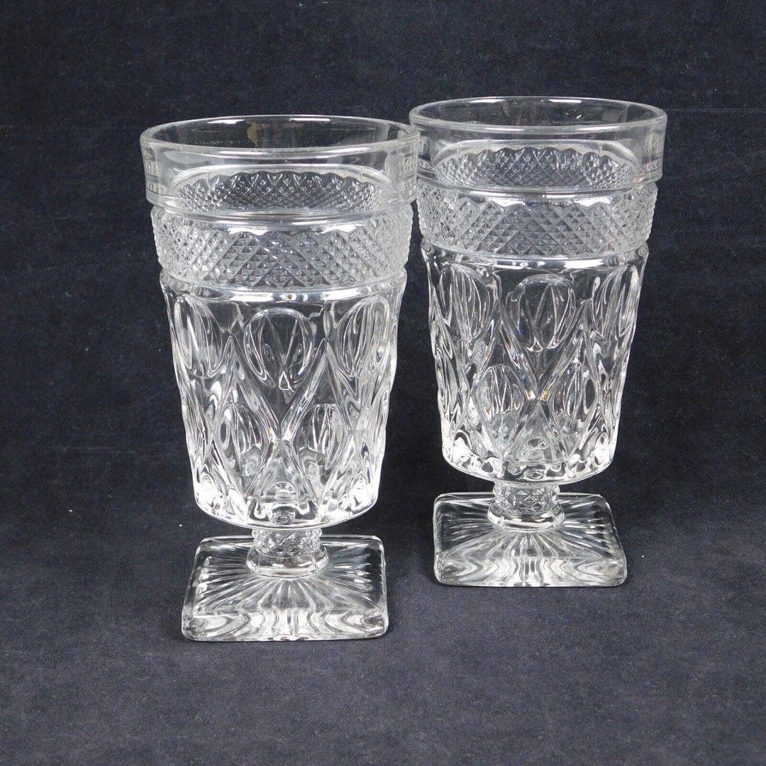 2 Imperial Glass Cape Cod Clear Iced Tea Footed Tumbler Square Bottom ...