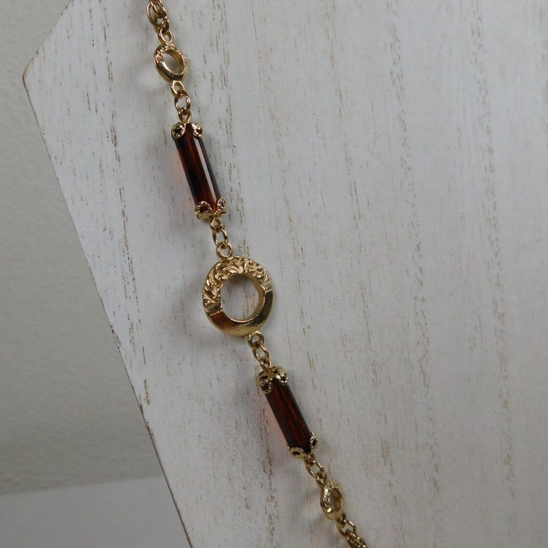 Sarah Coventry Emberwood Gold Tone Amber Color Cylinder Barrel Vtg