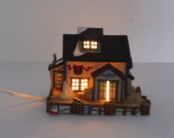 Lemax 1998 Vintage Village Collection Lighted Boat House Wharf #85327 Orig Box