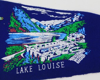 Vintage Canada Lake Louise Felt Pennant Tourist Keepsake 20" long ships rolled