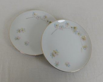 Platos de pan vintage de porcelana Nasco: diseño de hojas en espiral, juego de 2