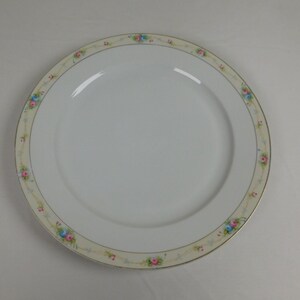 Noritake Marguerite 12&quot; Round Chop Plate Pink Blue Roses Gold Band Handpainted