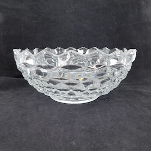 Fostoria American Clear Pressed Glass 10&quot; diameter Bowl 4 1/2&quot; tall Vintage