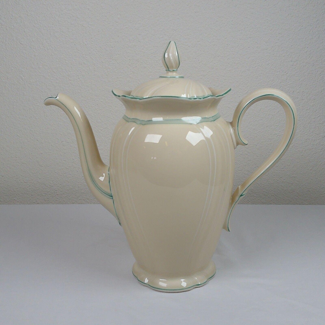 Rosenthal Viktoria Fine China Coffee Pot With Lid Aqua Band Verge