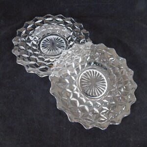 Set of 2 Fostoria American Clear 7 3/4&quot; Glass Salad Plate Cube Diamond Pattern