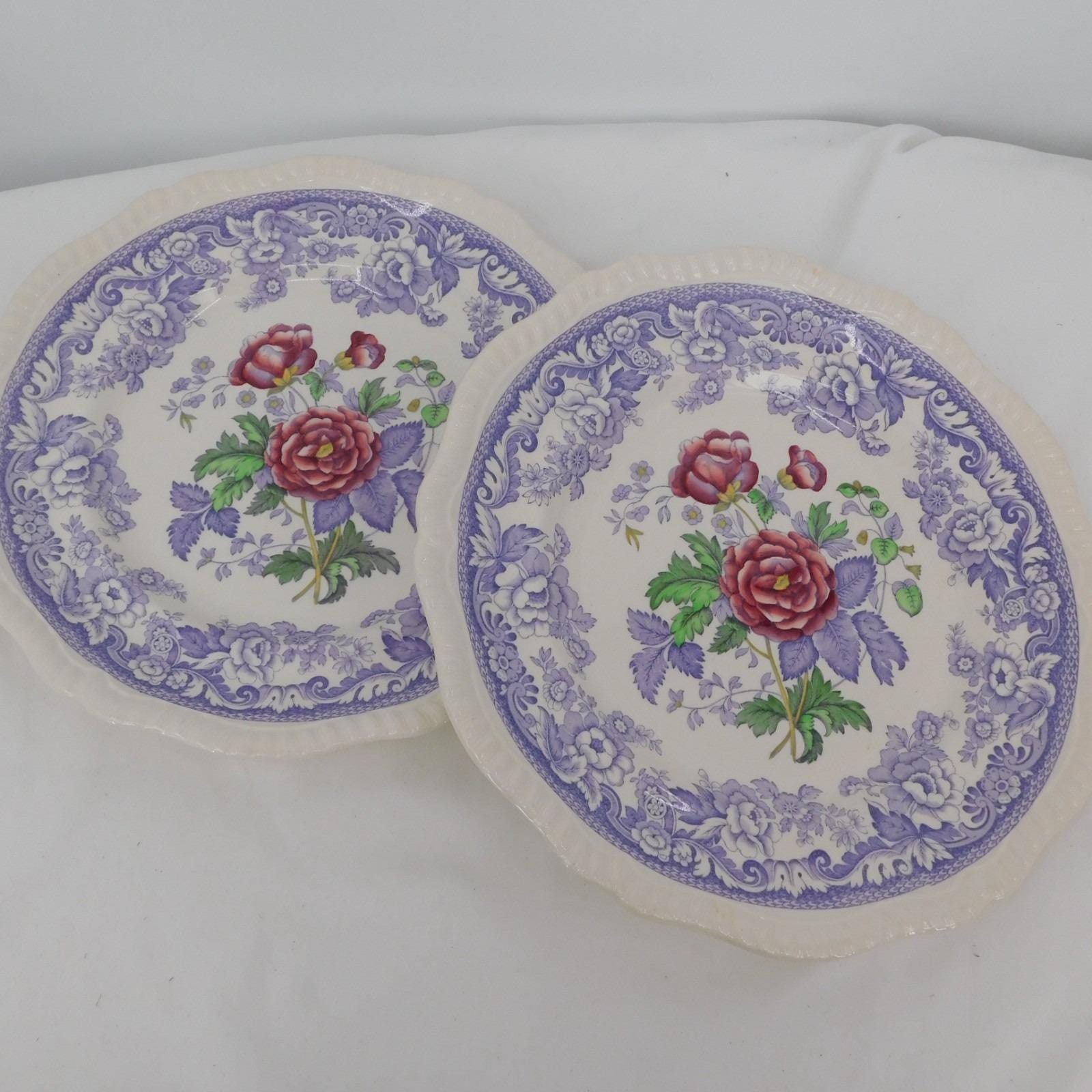 Lot of Spode Mayflower Dinner Plate Dia Gadroon Edge Bone - Main Image