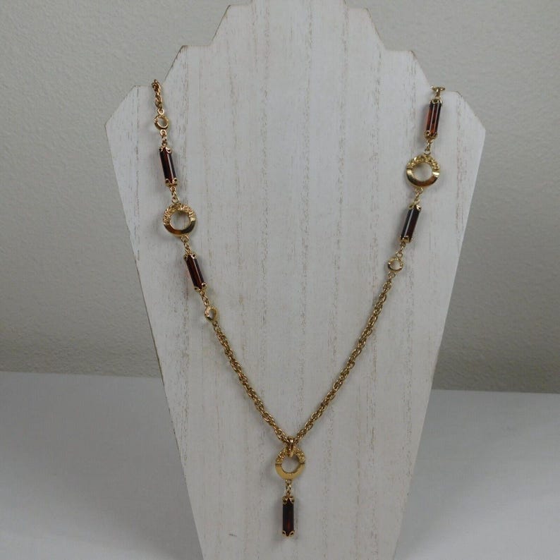 Sarah Coventry Emberwood Gold Tone Amber Color Cylinder Barrel Vtg