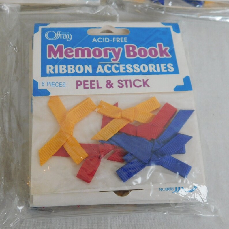 Blue Ribbon Memory Lot of 5 Memory Book Ribbon Accessories Offray Peel Stick Acid-free ...