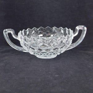 Fostoria American Clear Handled Trophy Bowl 8&quot; diameter 12 1/2&quot; long Vintage