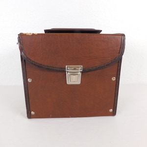 45 rpm Record Carrying Case Vintage Side Clasp Brown Plastic Handle FLAW
