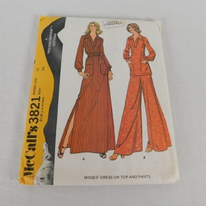 McCalls 3821 Sewing Pattern Women Size 12 Bust 34 Dress Pants Top Vintage Uncut