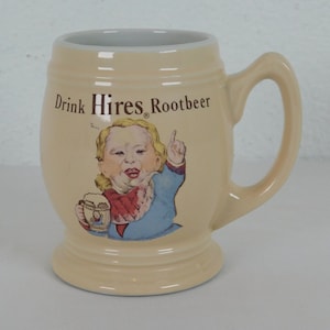 Hires Root Beer Reproducción Mug Pottery Ugly Boy Mascota Publicidad Vintage 4.5