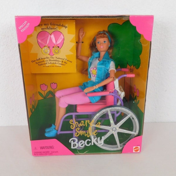 Share A Smile Becky #15761 Special Edition Rollstuhl Mattel Barbie Puppe 1996