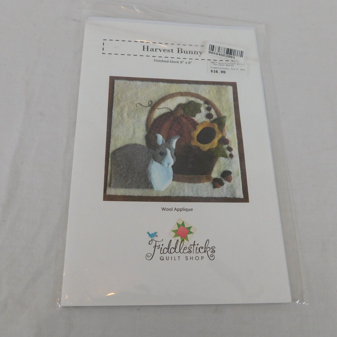 Fiddlesticks Quilt Shop Harvest Bunny Wool Applique Craft Pattern