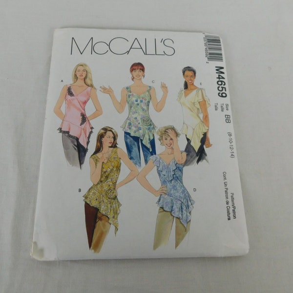 McCalls M4659 Women Top Shirt Flower Asymmetrical Flounce Sewing Pattern Sz 8-14