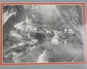 The Lord is my Shepherd G E Matson Gematteerde ingelijste foto 1910 15,75" x 12,75"
