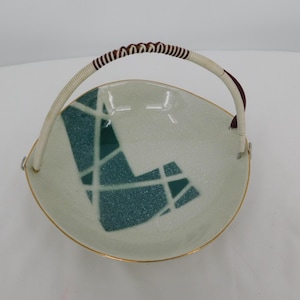 Fred Roberts San Francisco Porcelain Handled Dish Abstract MCM Japan 7.75&quot; wide