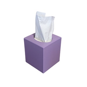 May include: A purple square tissue box with a white tissue box insert.