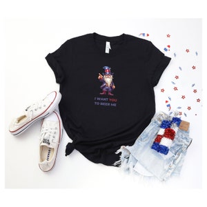 4th of July Shirt | Uncle Sam Poster | Patriotic Gnome Beer T-Shirt | USA Tee | I Want You to Beer Me | Independence Day Tee