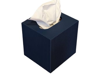 Kleenex Box Cover, Navy Blue, Wavy Tissue Cover, Retro Tissue Cover, Bathroom Decor, Square Tissue Cover, Puffs Tissue, Elegant Modern Decor
