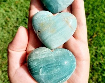 Polished Caribbean Blue Calcite Heart | Crystal Healing Stone