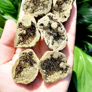 Golden Geode Cluster | Golden Aura Cluster | Gold Geode Crystal Half