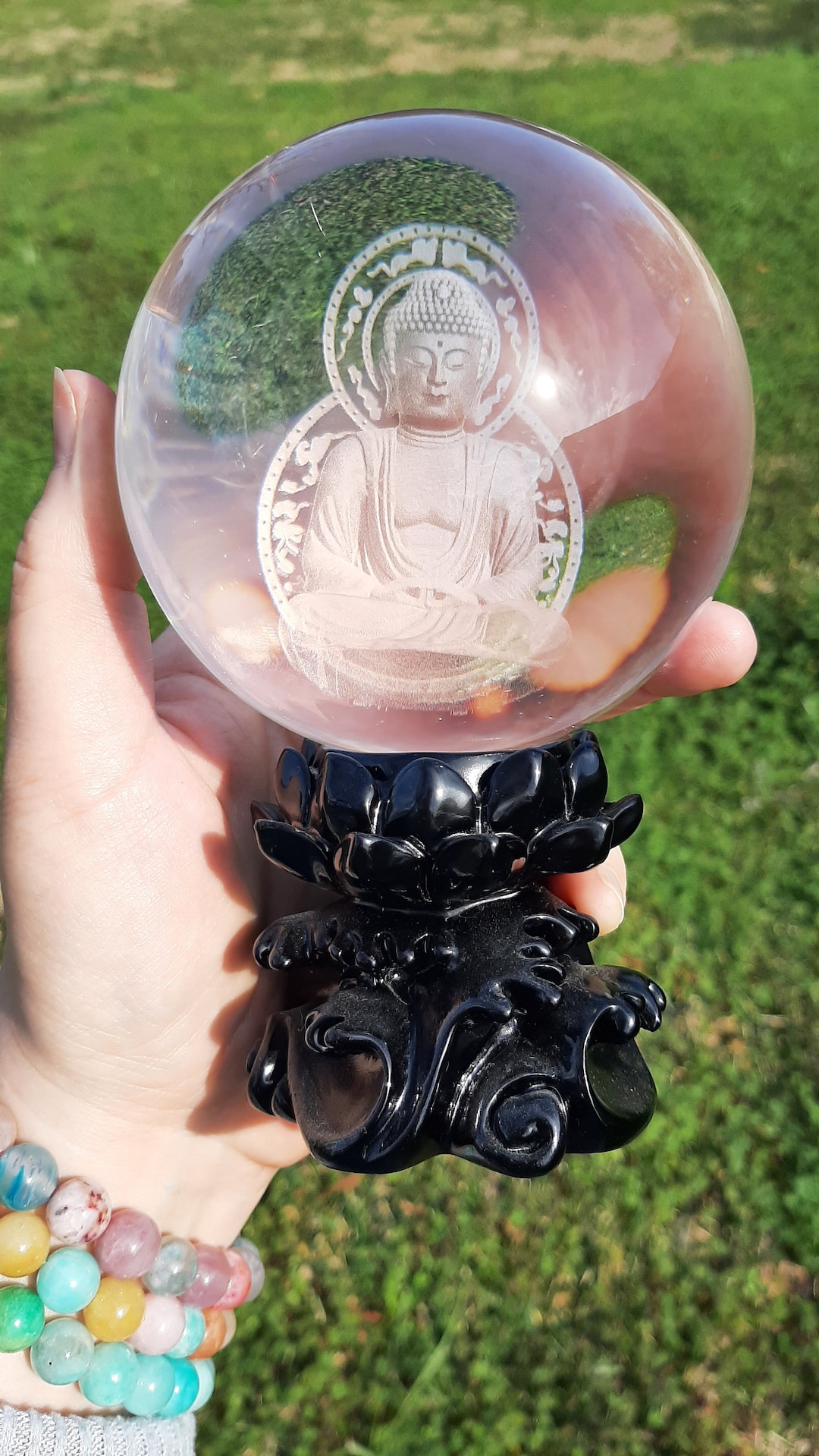 Buddha Sphere With Lotus Stand - Etsy