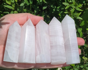 Pink Mangano Calcite Tower, Uv Reactive Mangano Calcite, Pink Calcite