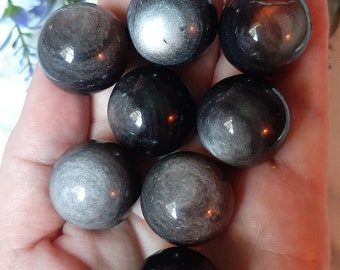 Obsidian Silver Sheen Mini Spheres