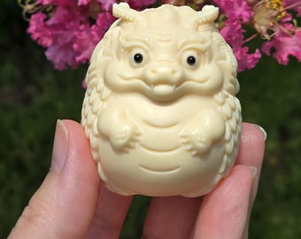 Tagua Nut Baby Dragon, Ivory Nut Baby Dragon, Dragon Carving