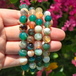Green Flower Agate Bracelet