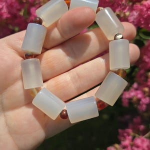 Agate Crystal Bracelet, White Agate Bracelet