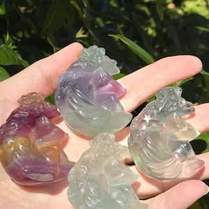 Nine Tail Fox on Moon Crystal, Fluorite Nine Tail Fox Crystal