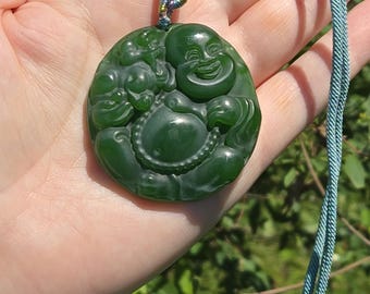 Laughing Buddha Jade Crystal Necklace