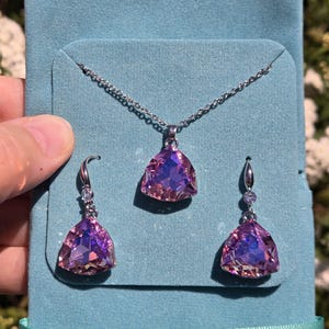 Cubic Zirconia Fauceted Necklace and Earring Set