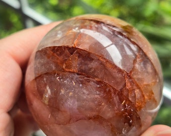 Fire Quartz Crystal Sphere, Natural Inclusions (60mm)