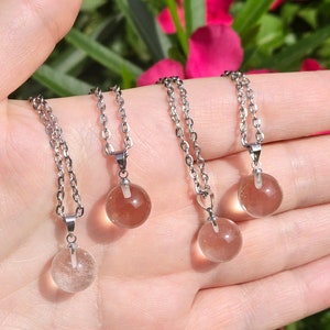 Crystal Necklace, Clear Quartz Sphere Necklace