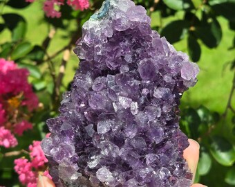Brazilian Amethyst Cluster, Purple Crystal Geode (396 grams)