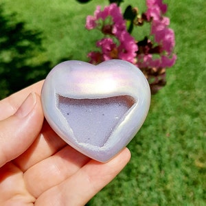 Aura Druzy Agate Heart, Crystal Heart