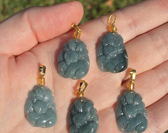 Blue Water Jade Nine Tail Fox Pendant Grade A Jade