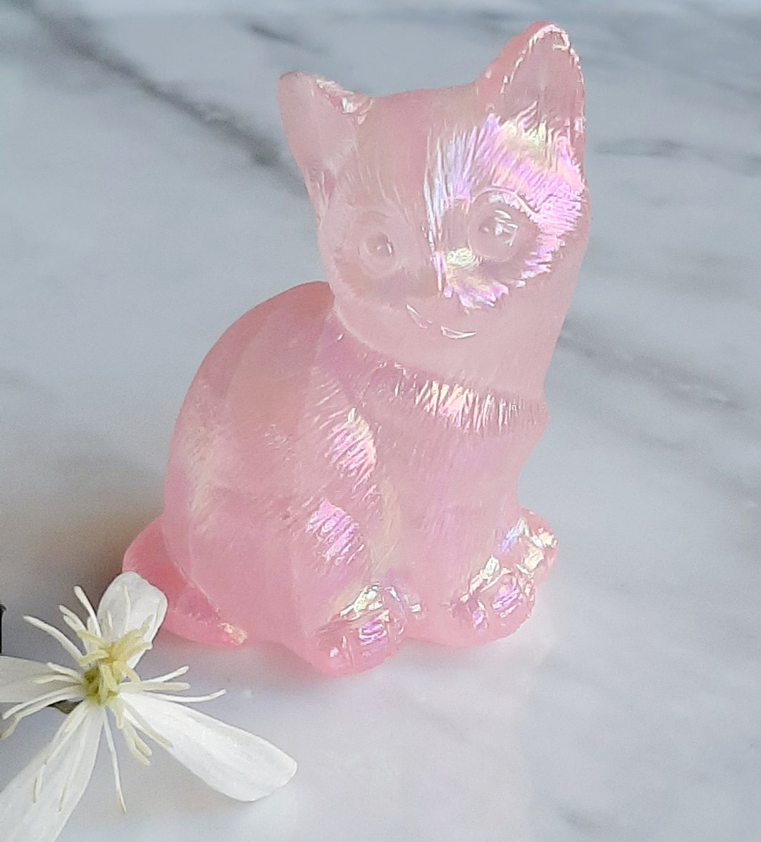 Aura Rose Quartz Cat Crystal Kitty Rose Quartz Cat Home Decor Crystal