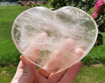 XL Clear Quartz Heart | Crystal Home Decor, Polished Stone