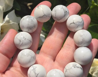 Howlite Crystal Bracelet, 20mm Howlite Bracelet