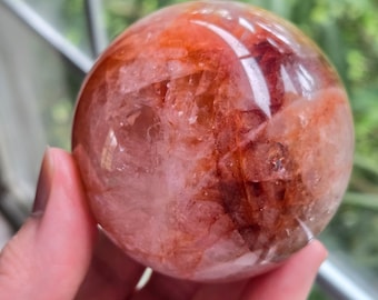 Fire Quartz Crystal Sphere | Hematoid Crystal