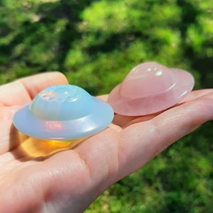 Ufo Crystal Carving, Opalite Ufo, Rose Quartz Ufo, Extraterrestrial Crystal Vehicle