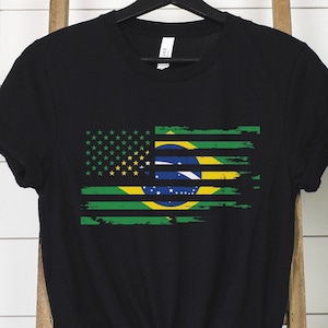Brazilian American Flag Shirt, USA Brazil Flag Tee, Flag of Brazil Shirt, American Brazil Tee, Brazilian Heritage Shirt, Brazil Jersey