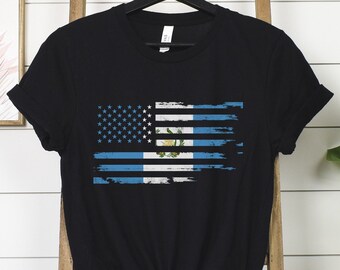 Guatemalan American Flag T-Shirt, USA Guatemala Flag Shirt, Flag of Guatemala American Flag Tee, Guatemalan Heritage T-Shirt